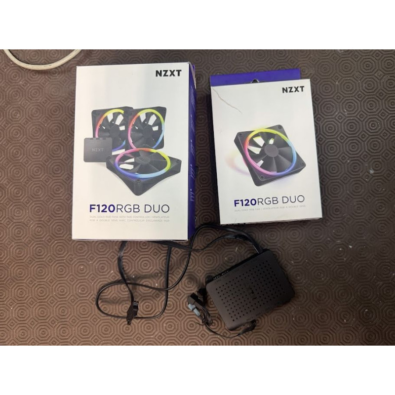 KIT 4 VENTOLE 12X12 NZXT CON CONTROLLER F120 RGB DUO - USATO GARANTITO