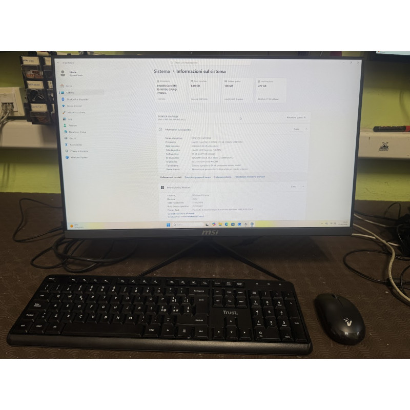 MSI ALL IN ONE 21.5  i3 1011U 8GB 500GB SSD WIN11 HOME + TASTIERA E MOUSE WIRELESS - USATO GARANTITO