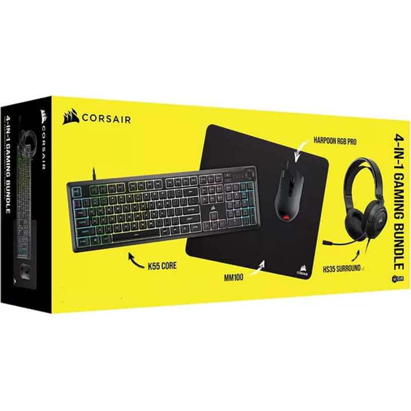 KIT GAMING CORSAIR K55 RGB PRO / HARPOON RGB PRO / HS55 STEREO CARBON / MM100