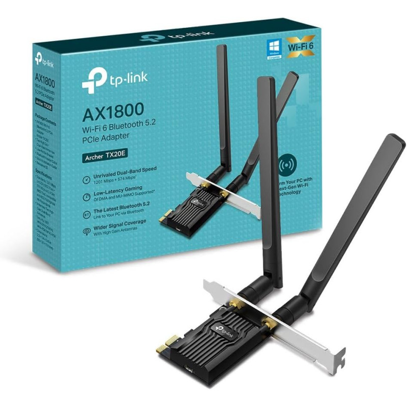 TP-LINK SK RETE LAN PCI-EXPRESS WIRELESS TX20E 1800MBPS WIFI 6 BLUETOOTH 5.2 AX1800